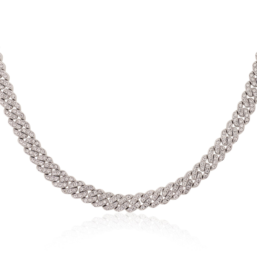 Cuban Iced Chain Thin Silver