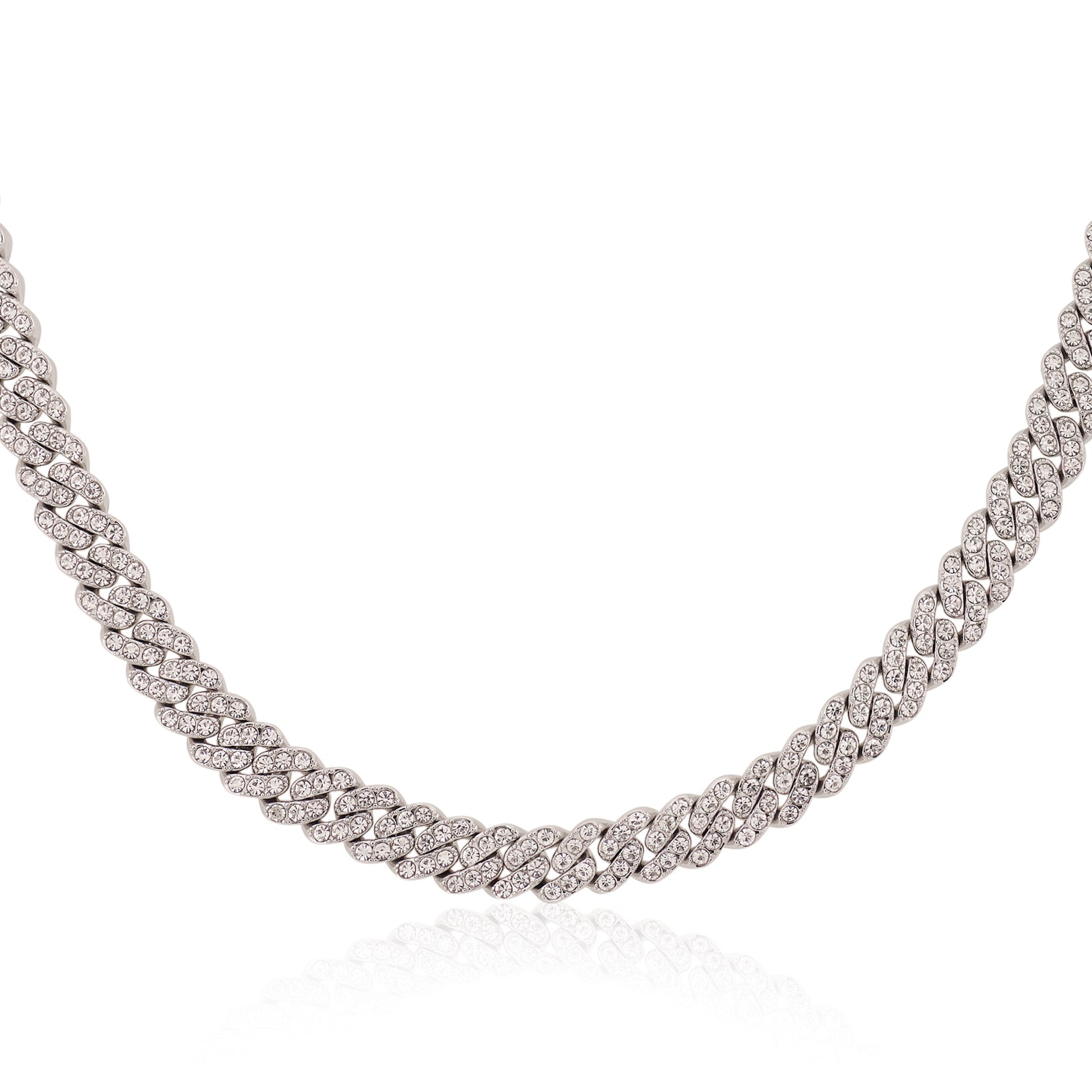 Cuban Iced Chain Thin Silver