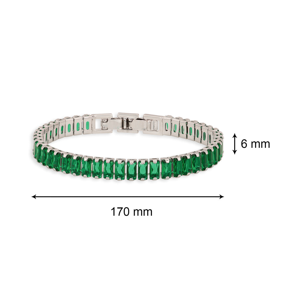 Tennis Bracelet (Emerald Green and Silver)
