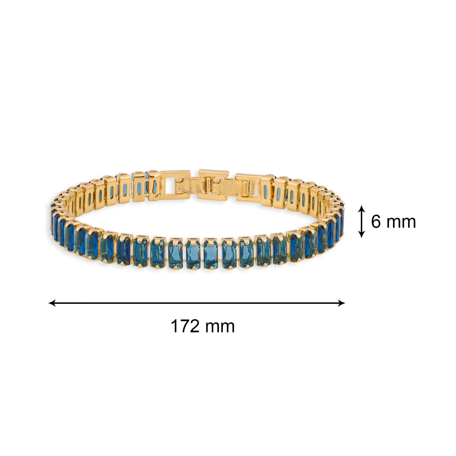 Tennis Bracelet (Emerald Blue and Gold) | 18kt Gold Plated