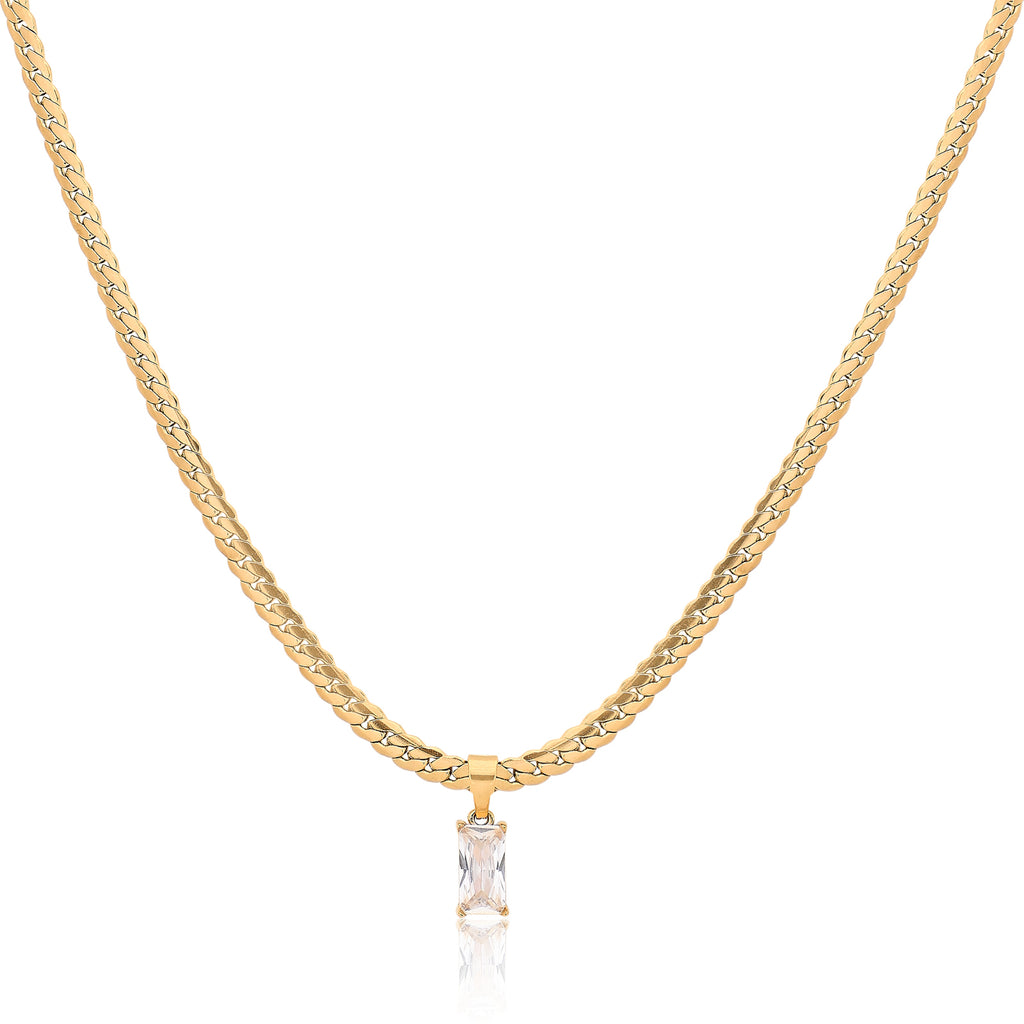 Emma White Stone Necklace | 18kt Gold Plated