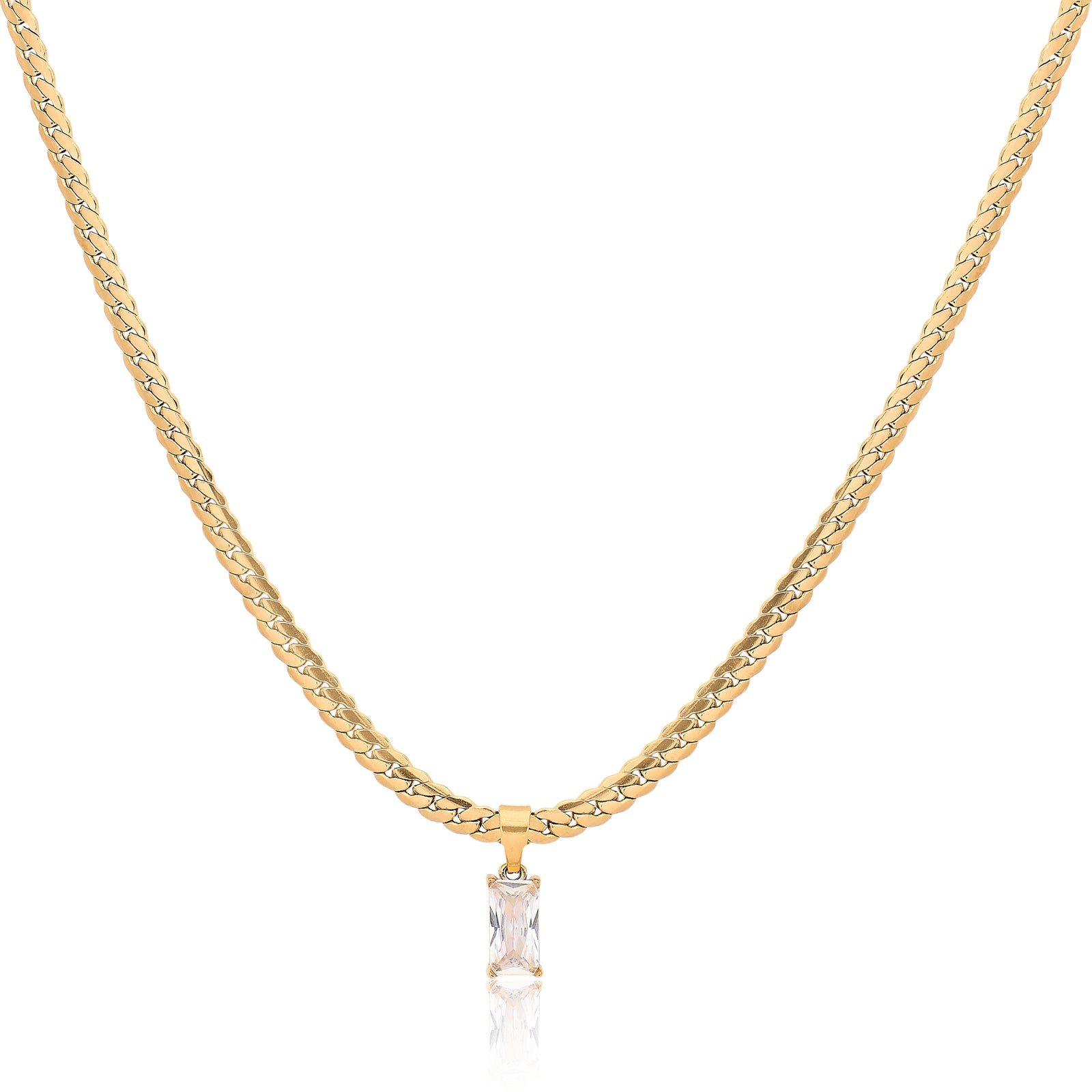 Emma White Stone Necklace | 18kt Gold Plated