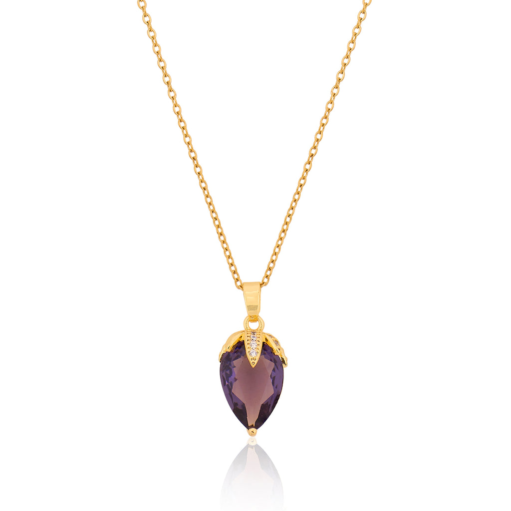 Violett Pendant Necklace (Purple and Gold)| 18kt Gold Plated
