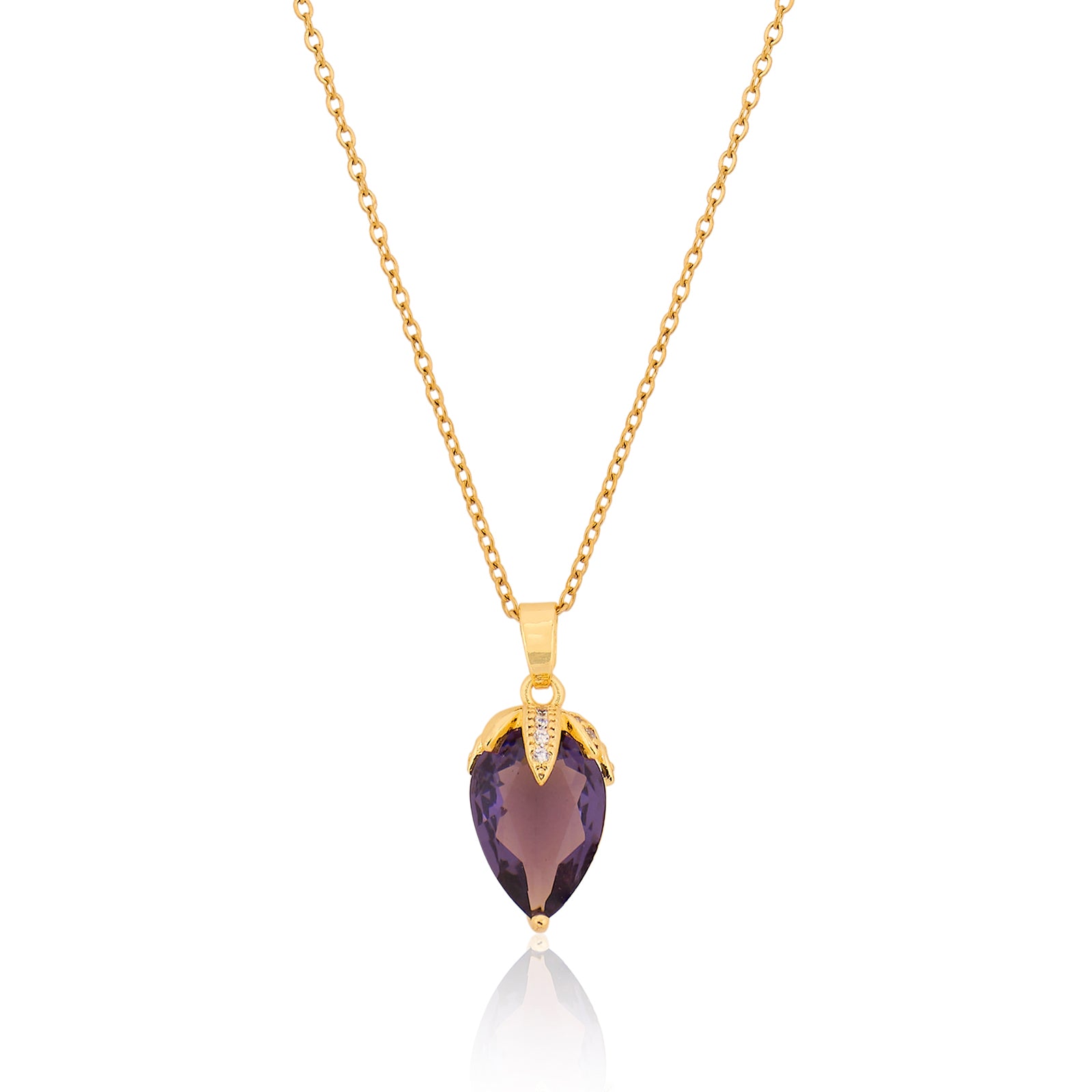 Violett Pendant Necklace (Purple and Gold)| 18kt Gold Plated