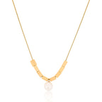 Pearl & Cuboid Necklace (Gold) | 18kt Gold Plated