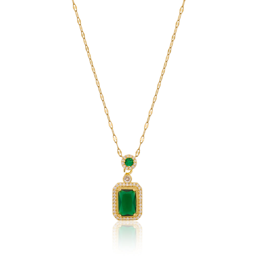 Her Highness Deep Green Necklace | 18kt Gold Plated