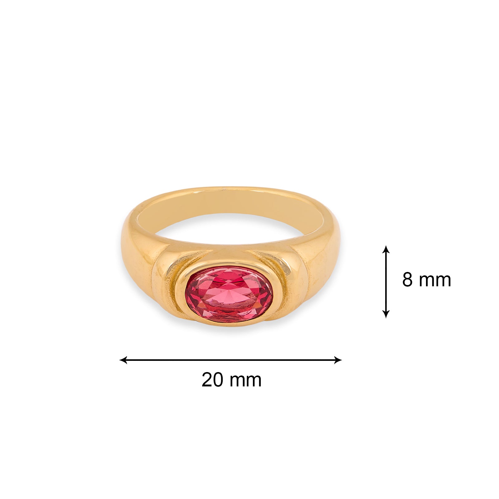 Elevated Stone Ring - Red |  18K Gold Plated