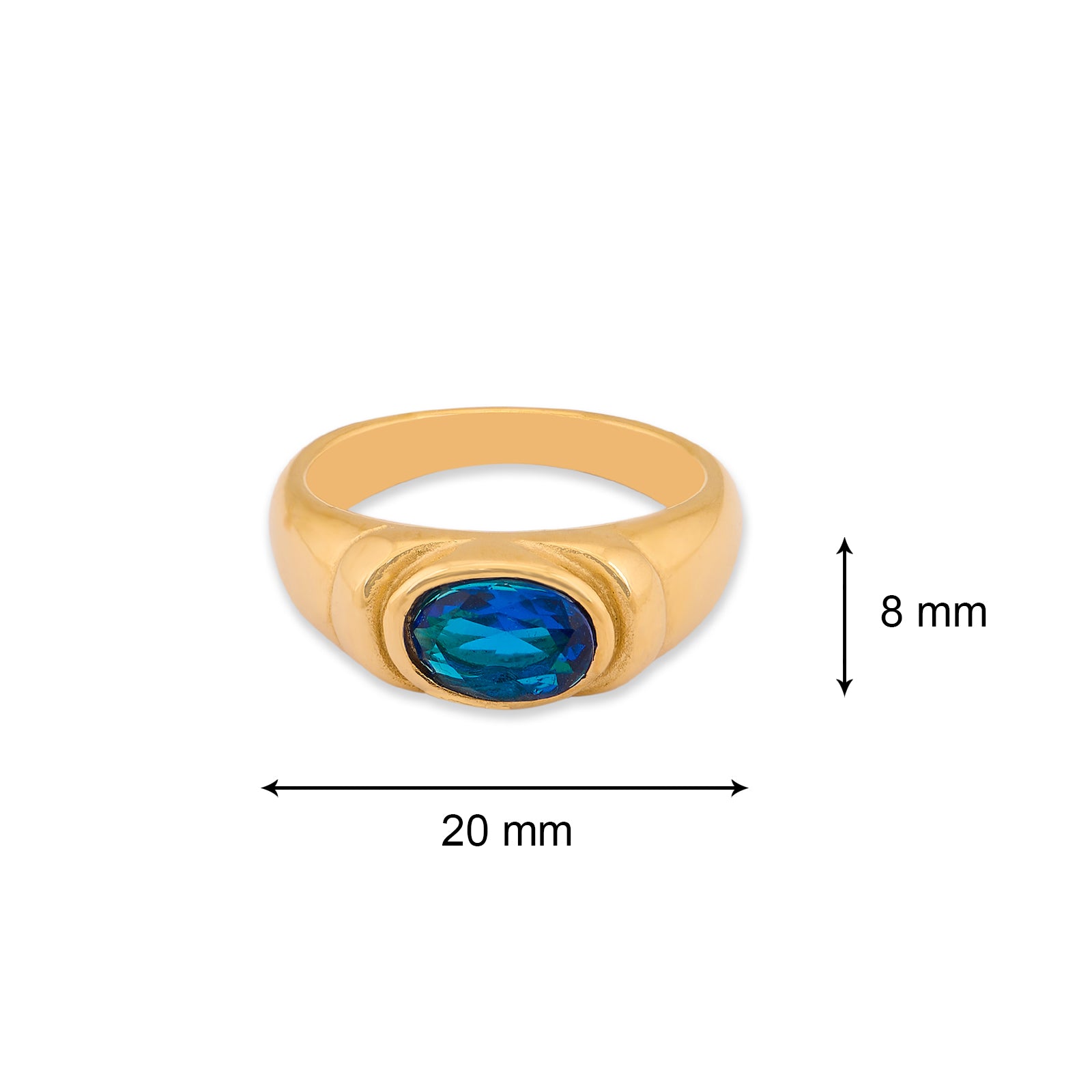Elevated Stone Ring - Blue | 18K Gold Plated
