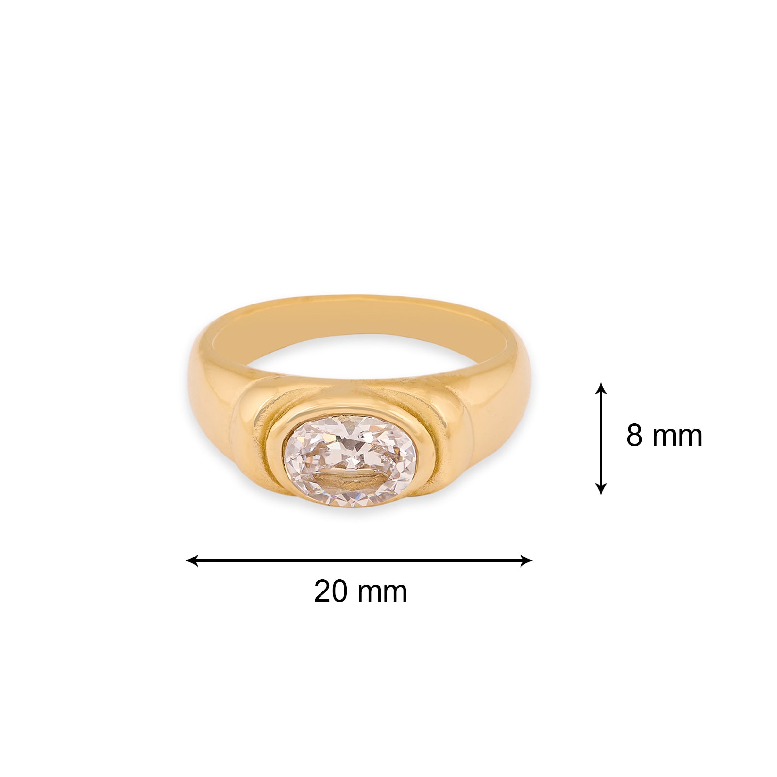 Elevated Stone Ring - White |  18K Gold Plated