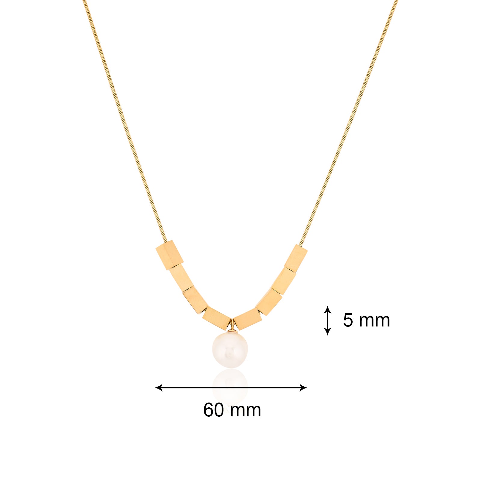 Pearl & Cuboid Necklace (Gold) | 18kt Gold Plated