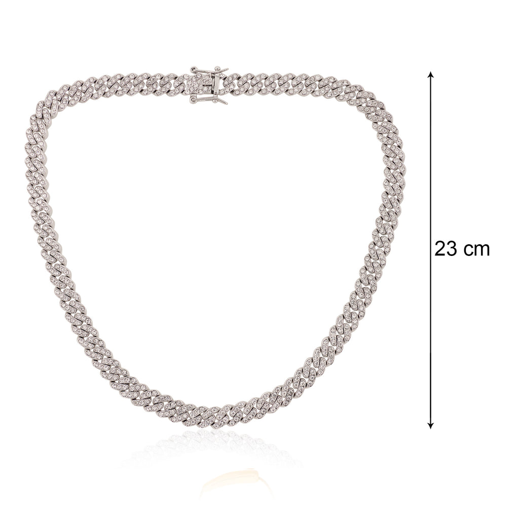 Cuban Iced Chain Thin Silver
