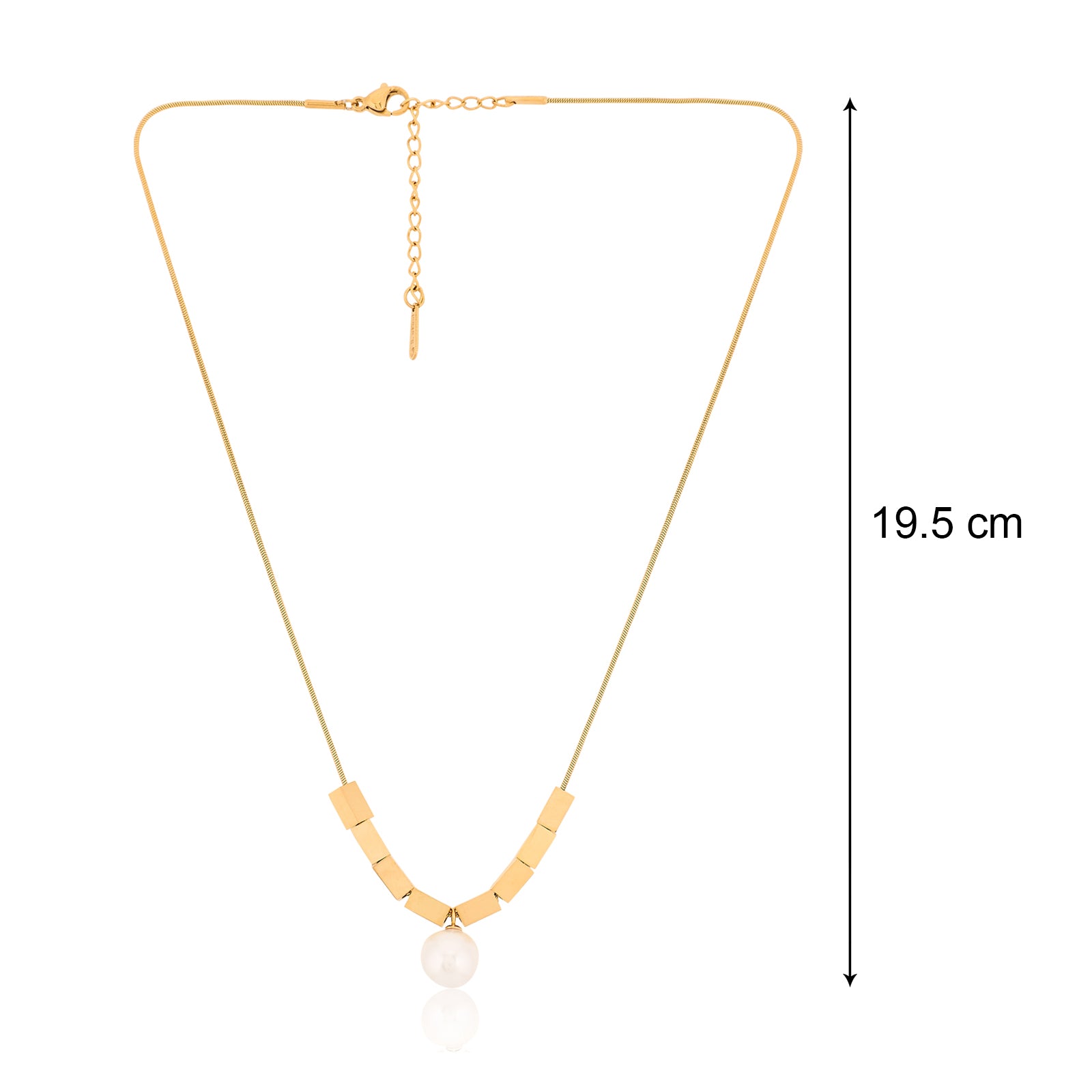 Pearl & Cuboid Necklace (Gold) | 18kt Gold Plated
