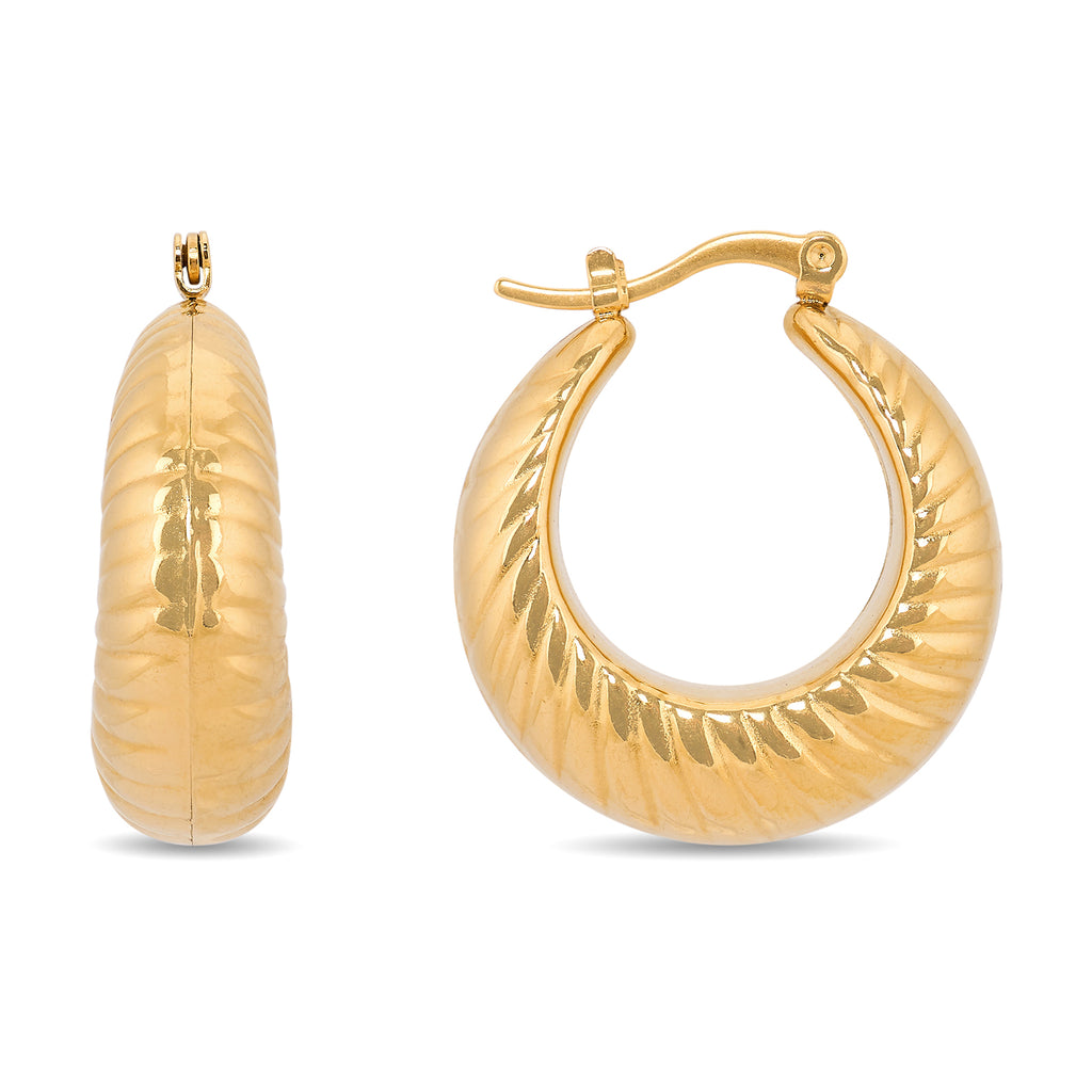 Shell Chunky Hoops | 18kt Gold Plated