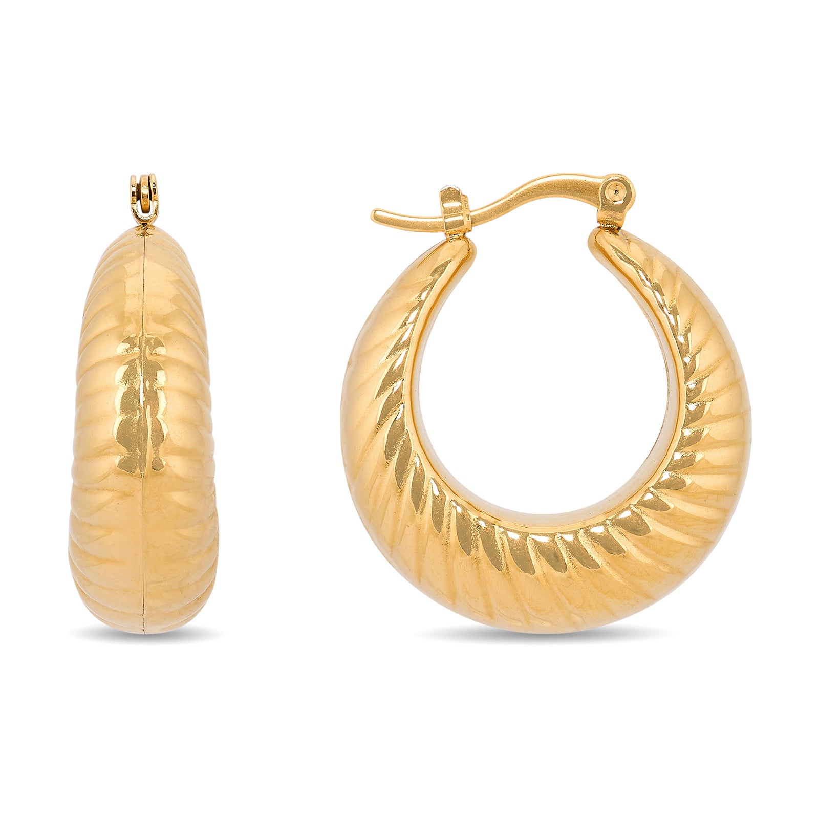 Shell Chunky Hoops | 18kt Gold Plated