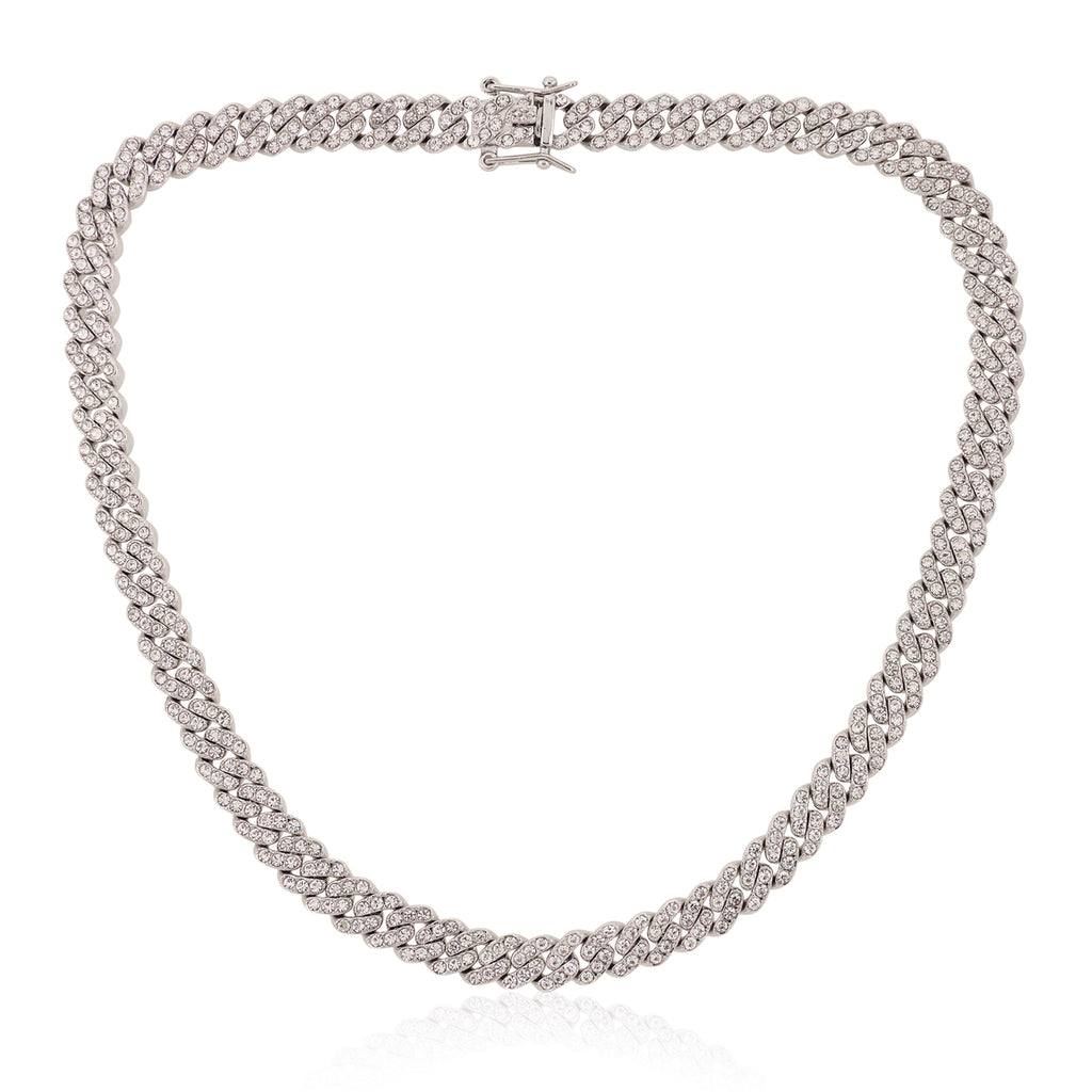 Cuban Iced Chain Thin Silver