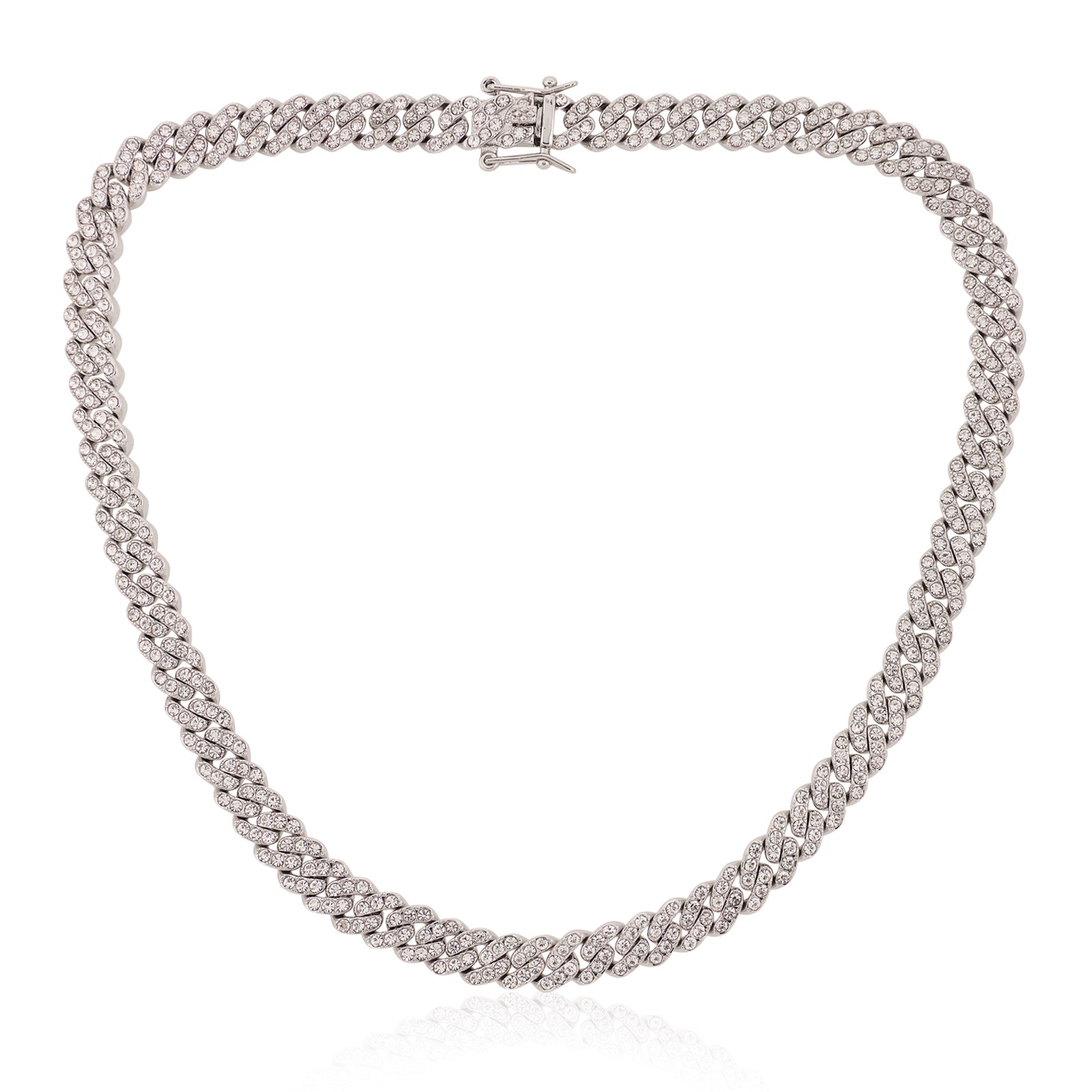 Cuban Iced Chain Thin Silver