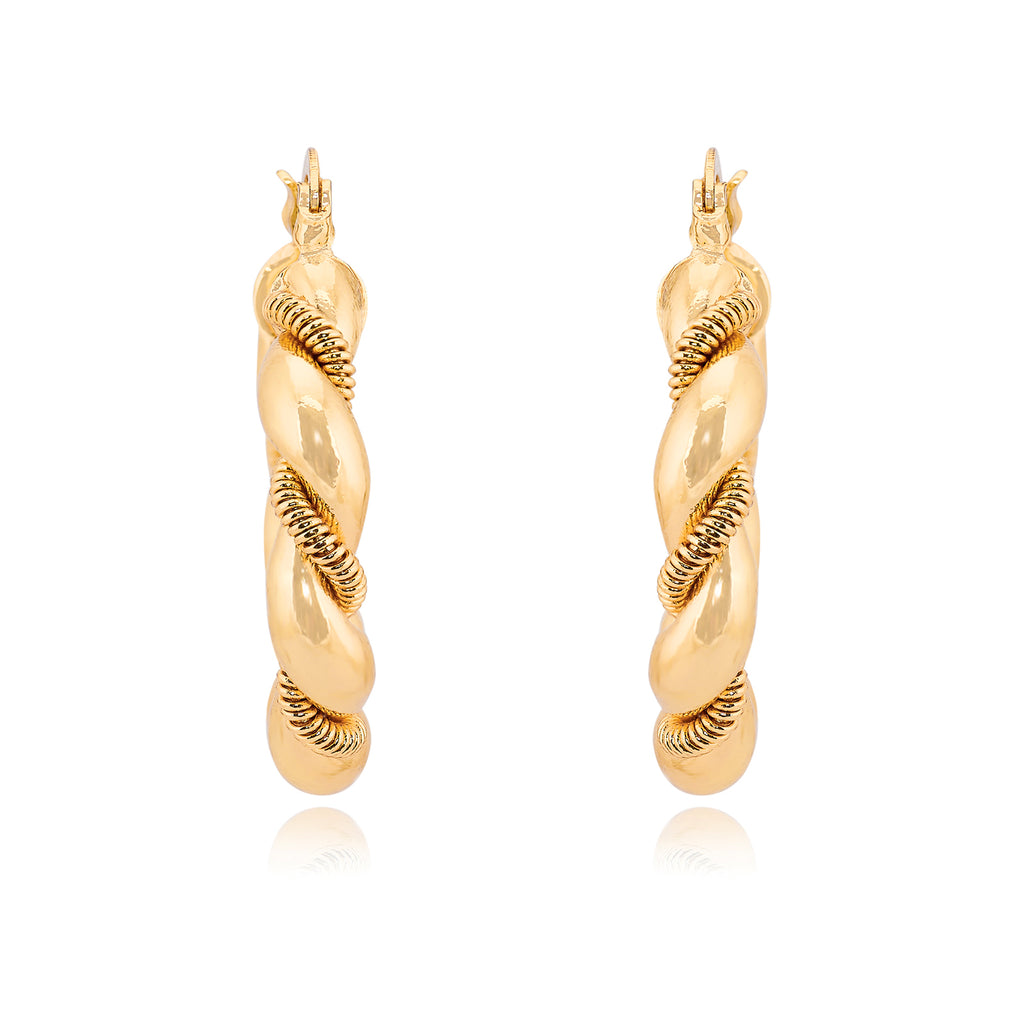 Double Twister Hoop | 18kt Gold Plated