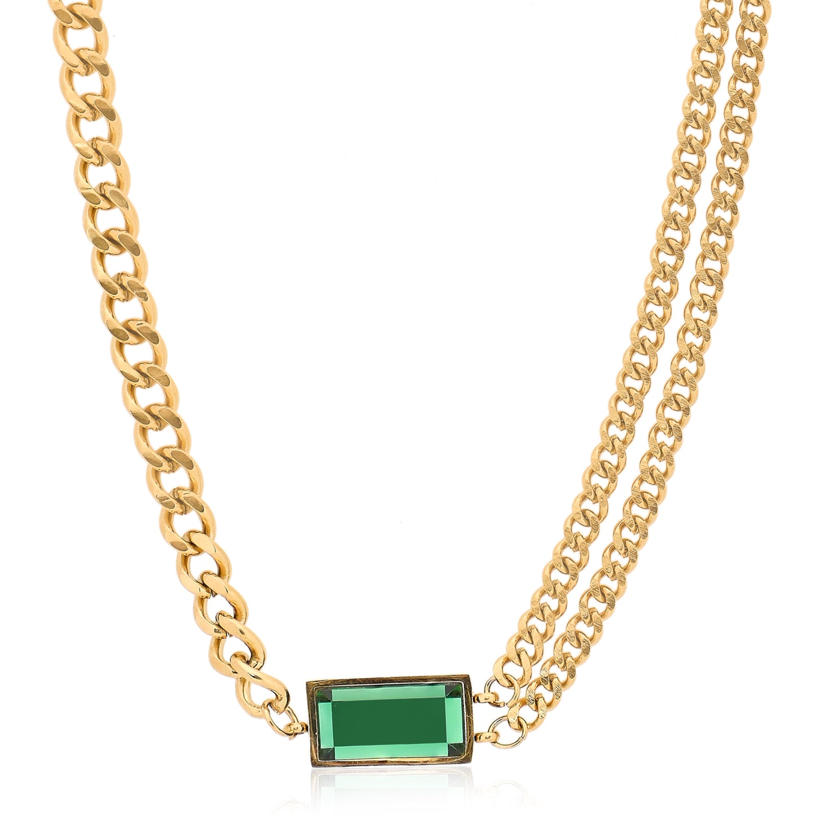 Olivia Emerald Green Necklace | 18kt Gold Plated
