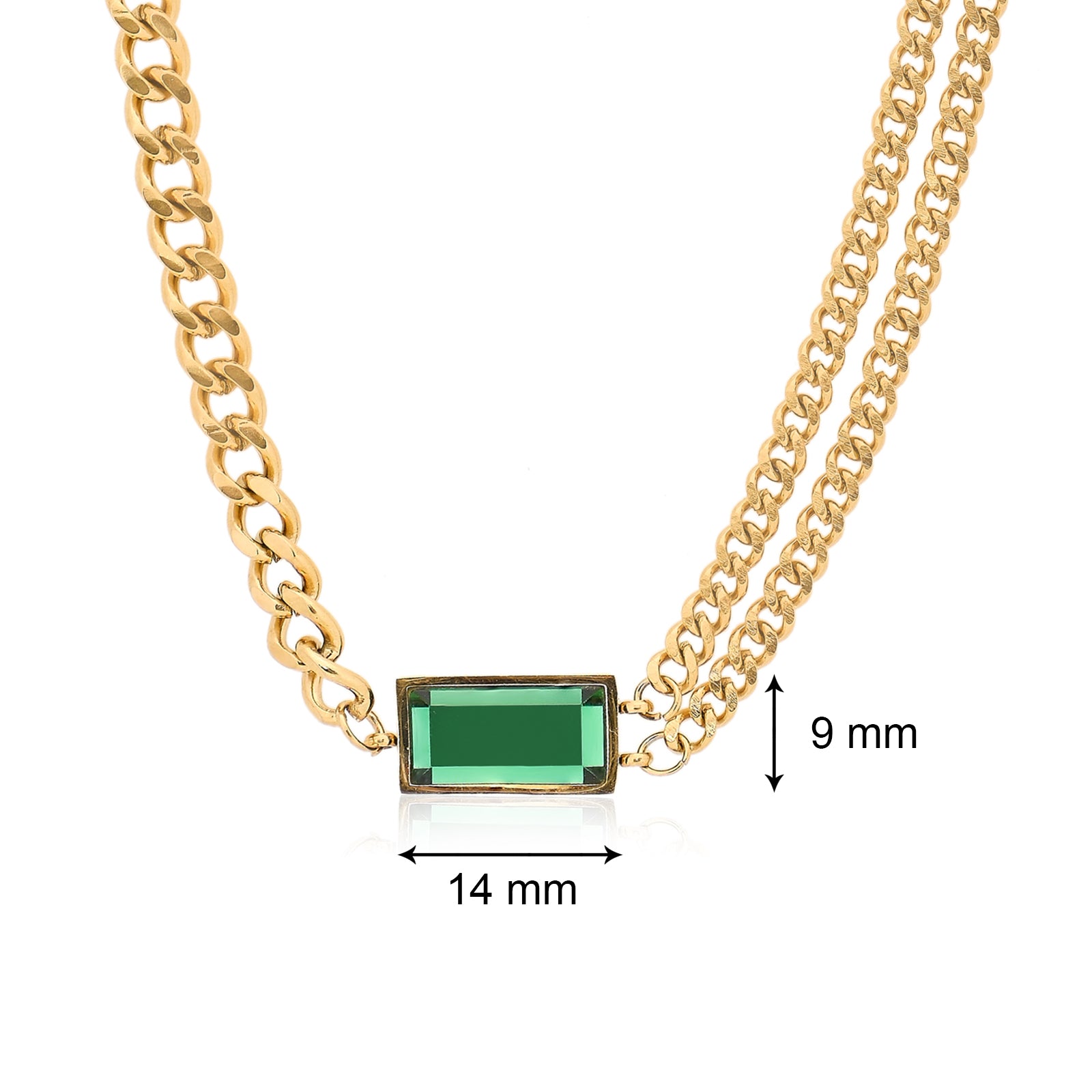 Olivia Emerald Green Necklace | 18kt Gold Plated