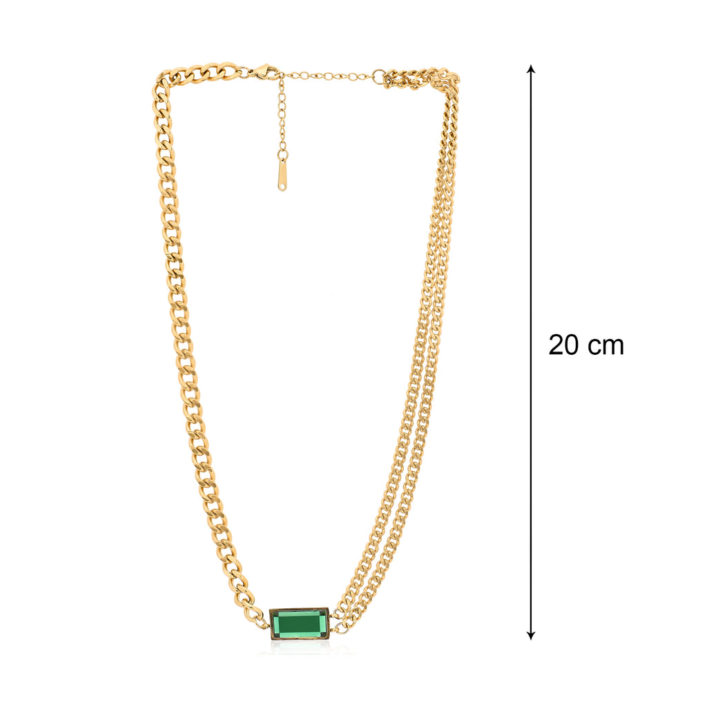 Olivia Emerald Green Necklace | 18kt Gold Plated