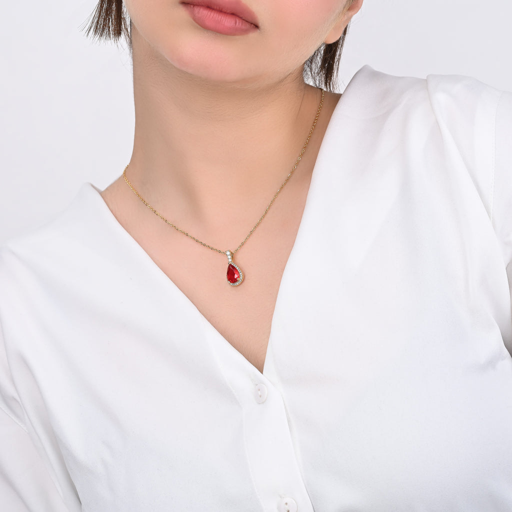 Cherry Drop Pendant Necklace | 18kt Gold Plated