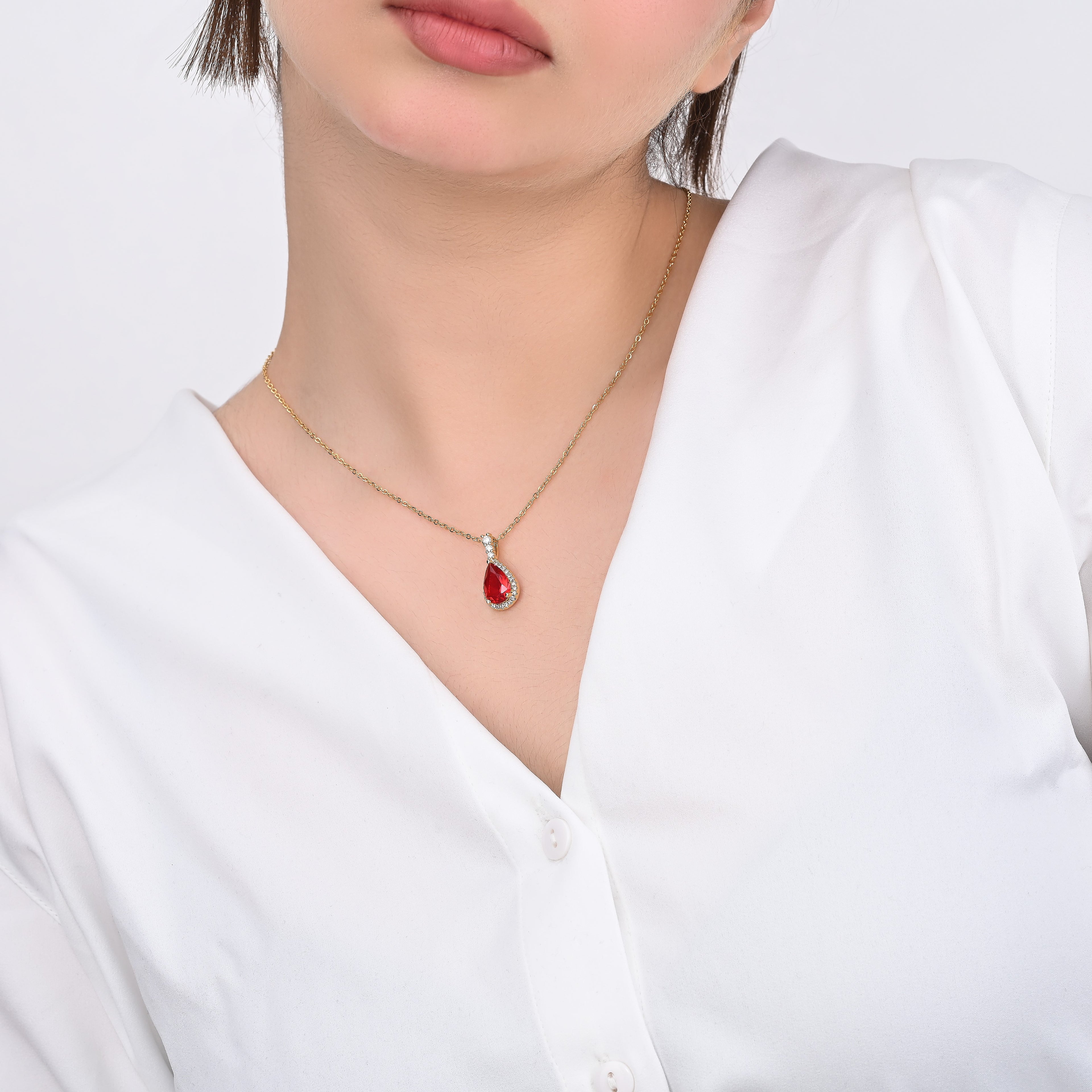 Cherry Drop Pendant Necklace | 18kt Gold Plated
