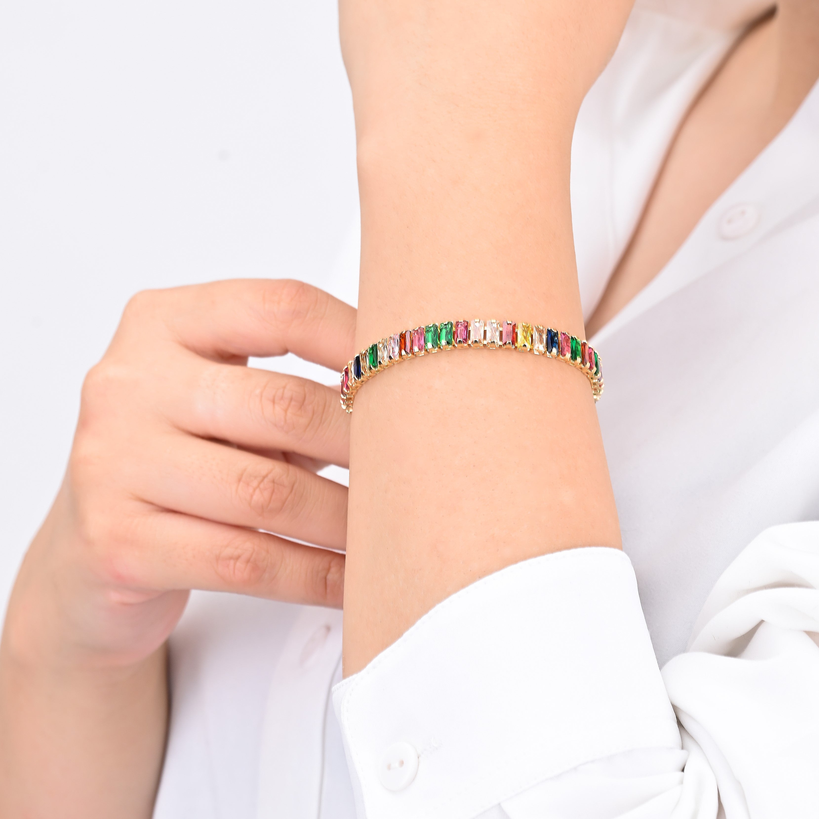 Tennis Bracelet (Multicolor and Gold) | 18kt Gold Plated